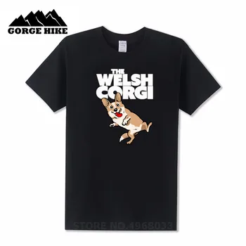 De înaltă Calitate de Imprimare Digitală de tip Boutique de Streetwear Welsh Corgi Câine negru T-shirt de Vară în aer liber Misto Barbati tricou Pre-Tees Bumbac