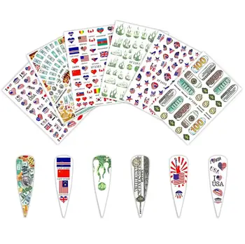 New Sosire Autocolante Unghiilor Drapelul Național Semnul Dolar Manichiura DIY Decoratiuni de Arta Decalcomanii Folie Autocolant Cu Adeziv