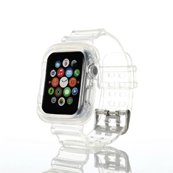 Full Clar Transparent Curea de Ceas pentru Apple Watch 5 4 3 2 1 Sport Stil de Design dintr-O Bucata Smartwatch Trupa 38/40/42/44mm