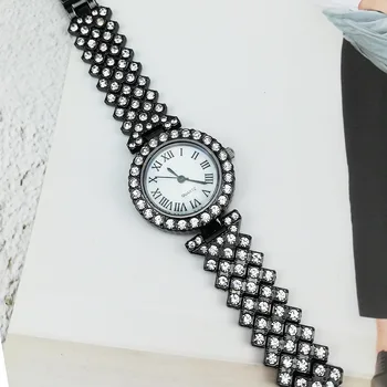 De lux de Moda Cuarț Femei Bratara Ceasuri Doamnelor din Oțel Inoxidabil Curea Stras Cuarț Încheietura Ceas ceasuri pentru femei
