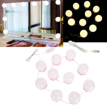 10 Becuri Vanitatea LED Oglindă de Machiaj Lumini Estompat Bec Cald/Rece Bec Lumina Șir Reglabil Calde, Tonuri Reci Instrumente Cosmetice Kit
