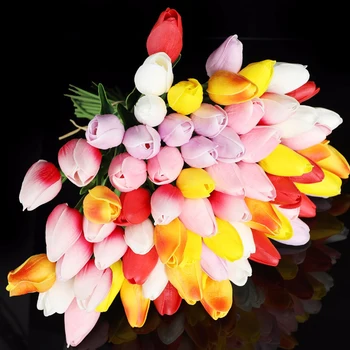 10 Buc Latex Lalele Flori Artificiale Fals Buchet de flori pentru Decor Acasă Artificiale de mireasa Lalele buchet de Nunta Decor Gradina