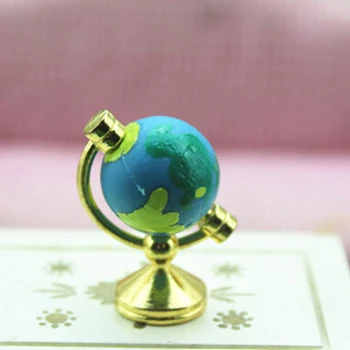 Casă De Păpuși De Rulare Glob Cu Stand 1:12 Miniatură Casă De Păpuși De Studiu, Living, Dormitor, Sala De Lectură Mobilier Accesoriu