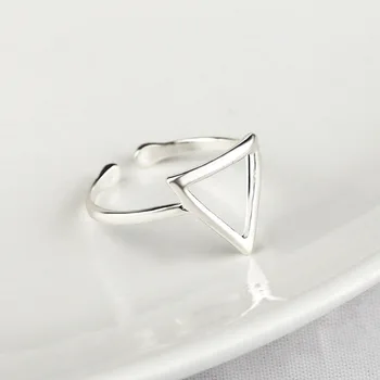 925 Argint Masiv Triunghi Inele Pentru Femei Inele Deschis Brand Feminin Bijuterii Cadou De Ziua Îndrăgostiților