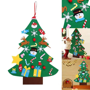 DIY Simțit Pomul de Crăciun Perete Pom de Crăciun Agățat Frânghie copii Mici Copii Simțit Pom de Crăciun Pandantiv Decor de Crăciun