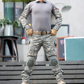 Tactice de Camuflaj Uniforma Multicam Luptă Camasa Barbati Militar în aer liber Vânătoare Costum Set Armatei SUA Tricou + Pantaloni Genunchi si Cot Tampoane