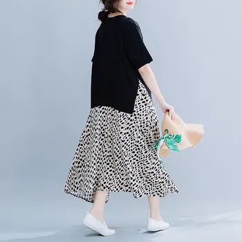 Vara Plus Dimensiunea Rochie De Camasa Femei Coreean De Îmbrăcăminte Casual, Din Bumbac Leopard Mozaic Umflat Rochie Lunga Femme Vestidos Halat De Mujer
