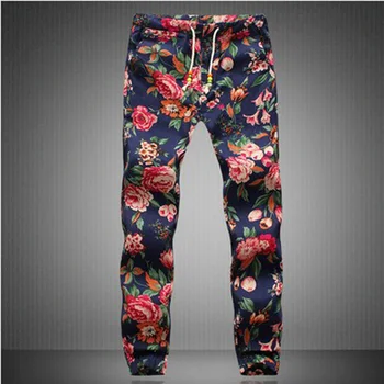 De înaltă calitate, de Vară 2020 subțire florale lenjerie de pat Grămadă picior pantaloni barbati casual Cordon Talie Elastic pantaloni Plus Zise 5XL