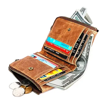 RFID Card de Portofel Barbati Portofel Cu Buzunar Monedă Mens Numerar Epocă portofel Portofele Titularul Cardului de Credit de sex Masculin Sac de Bani Cardului