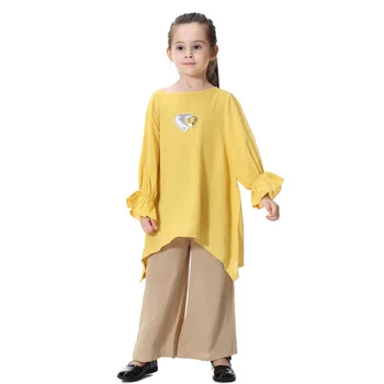Arab Fete Primavara-Vara Costume Pulover Tricouri+ Pantaloni Largi 2pcs Copii Seturi Etnic Musulman Islamic Haine de Moda Abaya