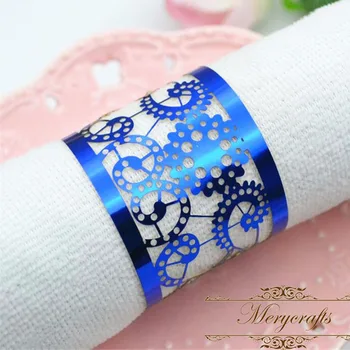 Design Popular petrecere de nunta de decorare eco-friendly cu laser tăiat metaliic șervețel de hârtie inele pentru prosop ambalaje
