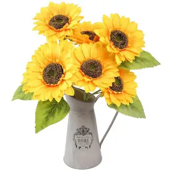 1 buc Artificiale de Floarea-soarelui Singur Cap Decorative, Flori de Nunta de Decorare Sala de Petrecere Masă Acasă Fereastra de Viață Decor B5Q0