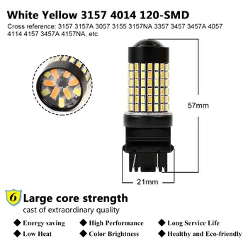 X AUTOHAUX 2 buc 3157 120 4014-SMD-LED Galben Alb Auto Turn Semnal de Lumină Coada Becuri Auto Backup de Marșarier Lampa Proiector Lentilă