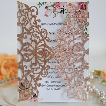 10buc Fierbinte de Hârtie Tăiate cu Laser Carte de Invitatie de Nunta Cu Panglica de Nunta Personalizate Decor Consumabile Partid