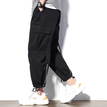 2021 Stil Occidental Bărbați Joggeri Hip Hop Harem Streetwear Pantaloni Panglici Solid Broderie Pantaloni Casual, De Sex Masculin Pantaloni Elastic