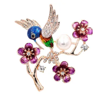 Drăguț Perla Porumbeilor pe Ramură de Animale Broșe pentru Femei Banchet de Nuntă de Aur de Moda-culoarea Pasăre Brosa Ace Aliaj de Bijuterii HJUEY