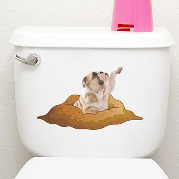Vii 3D Pisici Câini Perete Autocolant Toaletă, Baie Decor Animalele Masina Acasa Decor Murala de Perete de Arta Poster