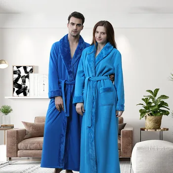Dublu Gros Căptușit Culoare Halat de baie Feminin Stil de Iarnă Lungă Yukata Bărbați cămașă de noapte Cuplu Pijamale Flanel Serviciu Acasă A800