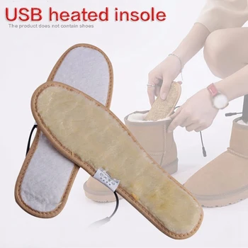 Unisex Mufă USB Alimentat de Pluș Încălzire Iarna Ține Cald la Picioare Șosete Tălpi themal Electrice USB Încălzit Pantofi Tălpi