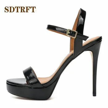 SDTRFT Doamnelor Platforme Sandale de curea Glezna pantofi moman Catarama Stiletto zapatos mujer 14cm Tocuri Subtiri Petrecere Pompe Plus:39-49 50