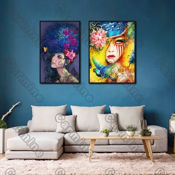 Poster Luminos Frumuseti de Flori Figura Panza Pictura si Printuri de Arta de Perete Decor pentru Camera de zi și Dormitor 2 buc Fara rama