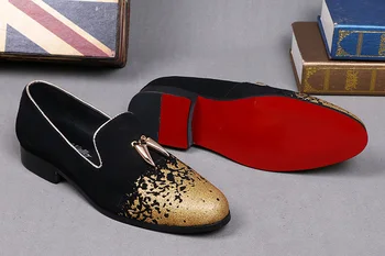 Coreeană Stil Italian Barbati Pantofi Rochie Metalic Din Piele Rotund Toe Toamna Papuci De Casă Oficială De Pantofi De Lux Zapatillas Hombre