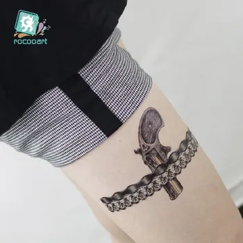 21X15cm Fierbinte de Vânzare de Mari dimensiuni Picior de Transfer de Apă Tatuaj Sexy Dantelă și Design de Pistol Fals Body Art Tatuaj Temporar Autocolante Pentru Femei