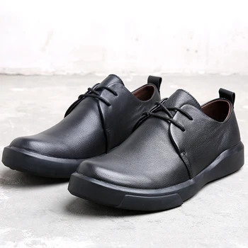Vintage Barbati Business Casual din Piele Pantofi Respirabil Bărbați Manual de Cusut Bărbați Fund Moale Low-Top Tata Pantofi M7321