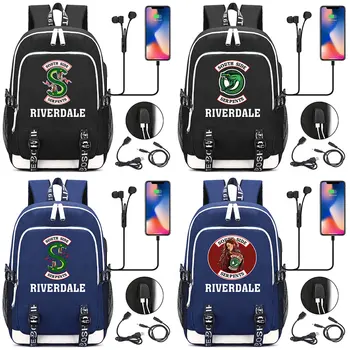 G0401 Moda Noua Serie de TELEVIZIUNE Riverdale Șerpi USB Fată Băiat Carte sac de Școală Femei, Adolescenți, Bărbați Rucsac pentru Laptop Packsack