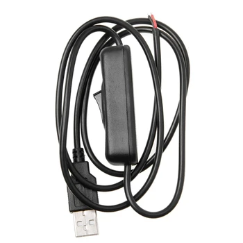 5V USB 2.0 de sex Masculin Jack 2Pin 2 de Alimentare de Sârmă Cablu de Încărcare Cablu DIY 1m Fir Cu intrerupator