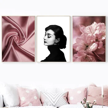 Clasic Hepburn Rose Floare De Cires Petale De Arta De Perete Panza Pictura Nordică Postere Si Printuri Poze De Perete Pentru Living Decorul Camerei
