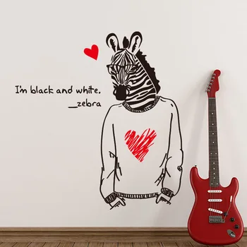 Personalitate Negru Zebra Creative Decorative Autocolante De Perete Băiat Living, Dormitor, Tapet De Animale Arta De Perete Decor Acasă Decalcomanii