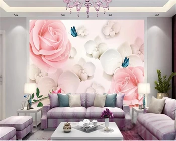 Beibehang Personalizate pictura Murala de Perete Fotografie tapet floare Trandafir fluture papel de parede gazete de perete decor acasă tapet pentru pereți 3 d