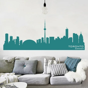 Toronto, Canada Vinil Orizontul Orașului Arta de Perete Decal Autocolant Din Toronto City Silueta Tapet Living picturi Murale Autocolante LL2432