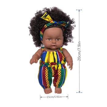 8-inch Africane Copilul Păpuși Drăguț Copil Cret Blackvinyl Copil Jucărie de Păpuși Bentiță Neagră Joacă pentru Copii Păpuși Nou-născut Bebes Llorones