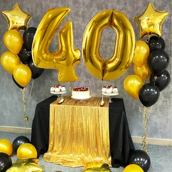 NUOLUX 40 Inch Aur Număr de 40 Părți Balon Festival Decoratiuni Ziua de nastere Aniversare Jumbo, Baloane Folie Consumabile Partid Foto