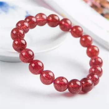 10mm Natural de Căpșuni Roșu de Cuarț de Cristal Șirag de mărgele Rotunde Brățară Bijuterii Fine Pentru Femei de sex Feminin Stretch Brățară AAAAA