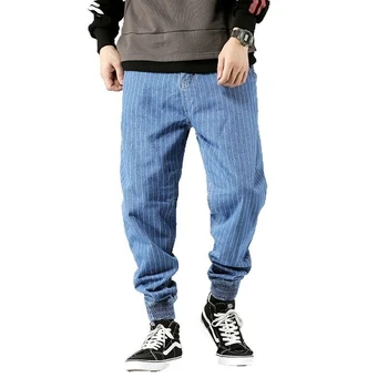 Stil de moda Japoneză Barbati Blugi Dungă Designer Vrac se Potrivi Pantaloni de Marfă hombre Fund Moale Streetwear Hip Hop Joggeri Blugi Barbati