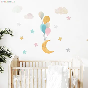 Baloane colorate Luna și Stelele Dormitor Autocolante de Perete pentru Camera Copilului Camere de Copii Acasă Decorative Murale Declas