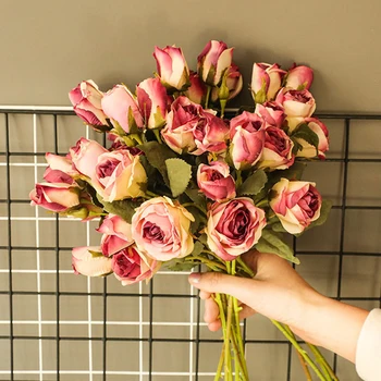 Artificiale Buchete de Trandafiri Realiste de Flori Durabil pentru Decor Nunta Masă P7Ding