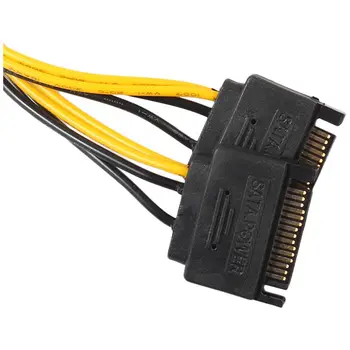 Dual SATA 15Pin de sex Masculin la PCIe 8pini(6+2) de sex Masculin placa Video Cablu de Alimentare