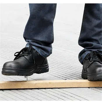 Autentice din Piele de Siguranță Pantofi pentru Bărbați Anti-alunecare Respirabil Afaceri Steel Toe Safty Pantofi de Lucru în aer liber, Pantofi pentru Bărbați Cizme de Siguranță