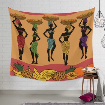 Femeile Africane Coș Cu Fructe Tapiserie De Pe Perete Picnic Mat Yoga Camera De Zi Dormitor Dormitor De Decorare Perete