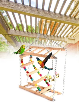 Distracție Papagali Jucării Pasăre Leagăn Exercițiu De Alpinism Agățat De Scara Pod De Lemn Curcubeu Papagalul Macaw Hamac Pasăre Jucărie Cu Clopoței