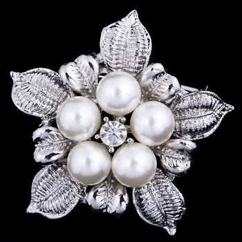 Ruiday Cinci frunze Perla Brosa Bijuterii Pentru Femei, Bijuterii de Moda Broșă Ace de Metal Esarfa Cadou de Nunta Diy Bijuterii Accesorii