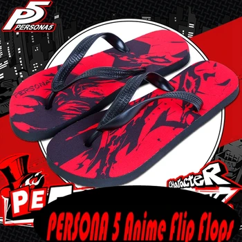 Anime JK Persona 5 P5 Joker Ren Amamiya Cosplay Pantofi Femei Bărbați Plat Flip Flops de zi cu Zi de Plajă, Sandale Papuci de Casa