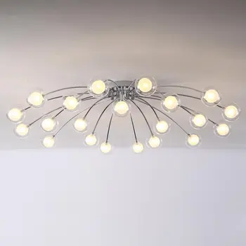 Moderne de argint candelabru Living Bucatarie moleculă lumina Decor Acasă de Iluminat Metal Crom Luciu G4 minge de sticlă candelabru