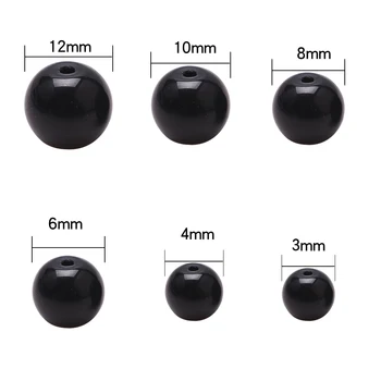 3/4/6/8/10/12mm Negru Margele Rotunde de Sticlă Netedă Piatră Transparentă Beaed DIY Face Farmece de Bijuterii Colier Bratari Accesorii