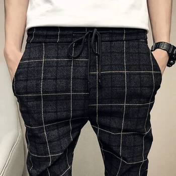 Noul Hot Pantaloni Barbati Slim Britanic Carouri Barbati Pantaloni de Moda de Înaltă Calitate 2019 Casual de Vara pentru Tineret Bărbați Hip Hop Pantaloni Barbati