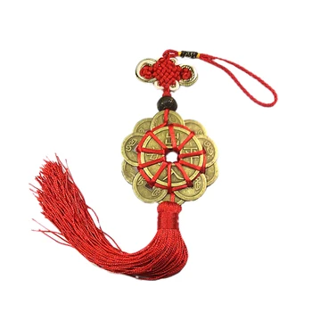 12Styles Feng Shui Avere Roșie Chineză Nod Monede de Cupru Ancien Succes talisman Norocos Acasă Decorare Auto pentru Copii Pentru Copii